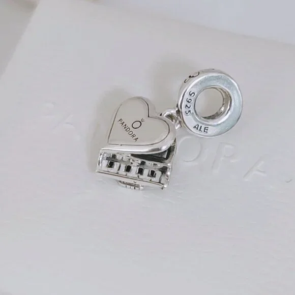 Pandora Grand Piano Heart Dangle Charm S925 Sterling Silver with box - Picture 9 of 9